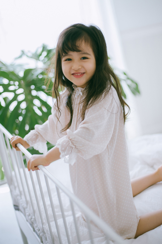 Children's Nightgown, Summer Thin Style, Girls' Pajamas, Long-Sleeved Polka Dot Pure Cotton, Baby Girl's Home Clothes, Small and Medium-Sized Children's Nightgown Children's Nightgown, Summer Thin Style, Girls' Pajamas, Long-Sleeved Polka Dot Pure Cotton, Baby Girl's Home Clothes, Small and Medium-Sized Children's Nightgown