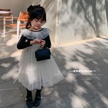 Girls small fragrant style dress spring and autumn 2021 New Super fairy dress foreign childrens gauze dress female baby long skirt