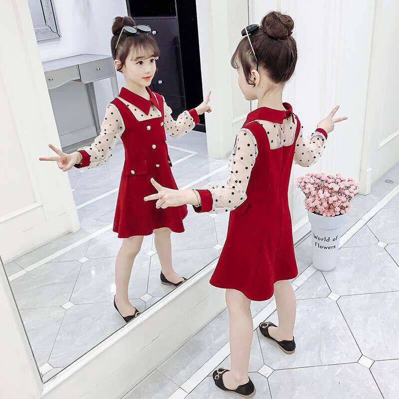 Girl Foreign Dress Spring Autumn 2020 New Korean version of the Han edition Children's dress Spring loaded little girl Long sleeves Princess Girl Scout