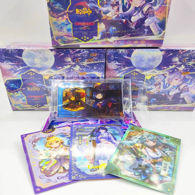 Mika Genshin Card Game Animation Peripheral Full Box Classic Edition ເດັກນ້ອຍຂອງແທ້ ການເກັບກໍາບັດບັດ ປື້ມບັນທຶກບັດ