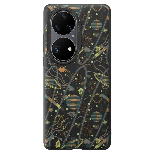 Huawei Original P50Pro Art Theme Protective Case Mobile Phone Protective Case Shell Ultra-Thin Hard Shell Men and Women Simple and Light Original Four-Corner All-Inclusive Metal Ring Buckle Bracket Genuine