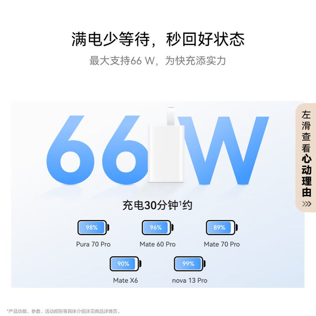 Huawei/Huawei Original 66W Ice Sugar All-In-One Charger Super Fast Charging Gallium Nitride Technology Compact and Convenient Mate70/60/50 Pro/Pura70 Charging Head X Official Flagship Genuine Product