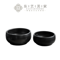 Modern new Chinese style black fruit plate Restaurant dining table Fruit basin Model room Living room flower pot decoration soft decoration