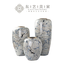 New Chinese model tenant hall entrance TV cabinet white crack decal creative handmade vase Sales entrance cabinet decoration