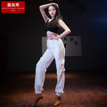 Mulanxi professional college art school Latin dance adult female white pocket pants practice pants national standard dance performance suit