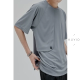 Сильная скручиваемая имитация уксусной кислоты Kuyiou/Lieed Living Page Page Plag Plugul Destave Dreshate Sworty Round Neck -Share T -Fish Male T21