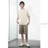 Kuyiou Summer/Ponterting Live Pages сгибание японское городское круглое шея на свободное хлопок тяжелый короткий короткий