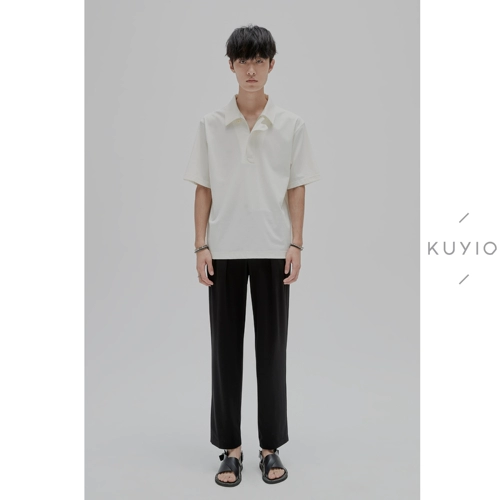 Хлопковая шелковая футболка polo с молнией, на молнии, короткий рукав