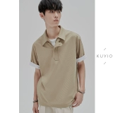 Хлопковая шелковая футболка polo с молнией, на молнии, короткий рукав