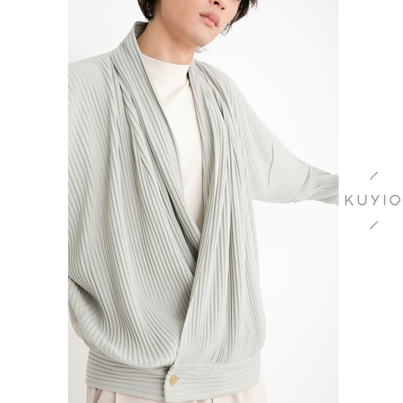Kuyiou/Life Pleats Handmade Triple Pleated Otaku Robe Japanese Style Asymmetrical Placket Jacket for Men Jl109