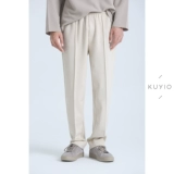 Дизайнерские трикотажные эластичные штаны для отдыха, эластичная талия, свободный прямой крой