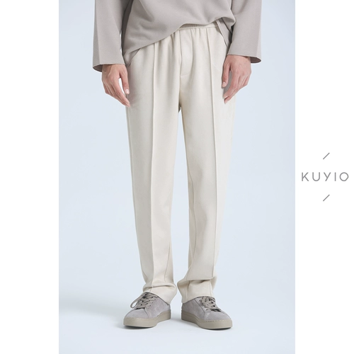 Дизайнерские трикотажные эластичные штаны для отдыха, эластичная талия, свободный прямой крой