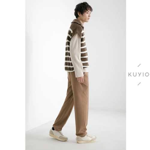 Kuyiou/Half -Open 2way в шерстяных смешанных полосах водолазки.