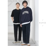 KUYIOU/400G тяжелая махровая сумка-кенгуру с принтом логотипа в стиле ретро, ​​пуловер с открытыми плечами, толстовка с капюшоном для мужчин и женщин, весна