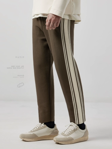 Дизайнерские хлопковые трикотажные штаны, эластичная талия, свободный прямой крой