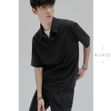 Хлопковая шелковая футболка polo с молнией, на молнии, короткий рукав