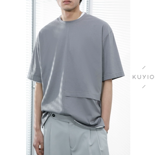 Kuyiou Summer/Ponterting Live Pages сгибание японское городское круглое шея на свободное хлопок тяжелый короткий короткий