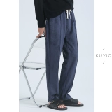 Дизайнерские трикотажные эластичные штаны для отдыха, эластичная талия, свободный прямой крой