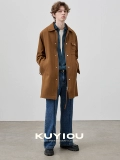 KUYIOU/наложенная форма, многокарманное трехмерное текстурированное пальто на молнии с лацканами, ветровка средней длины для мужчин