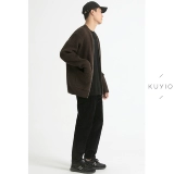 Дизайнерский шерстяной трикотажный мужской свитер с молнией, кардиган, в корейском стиле