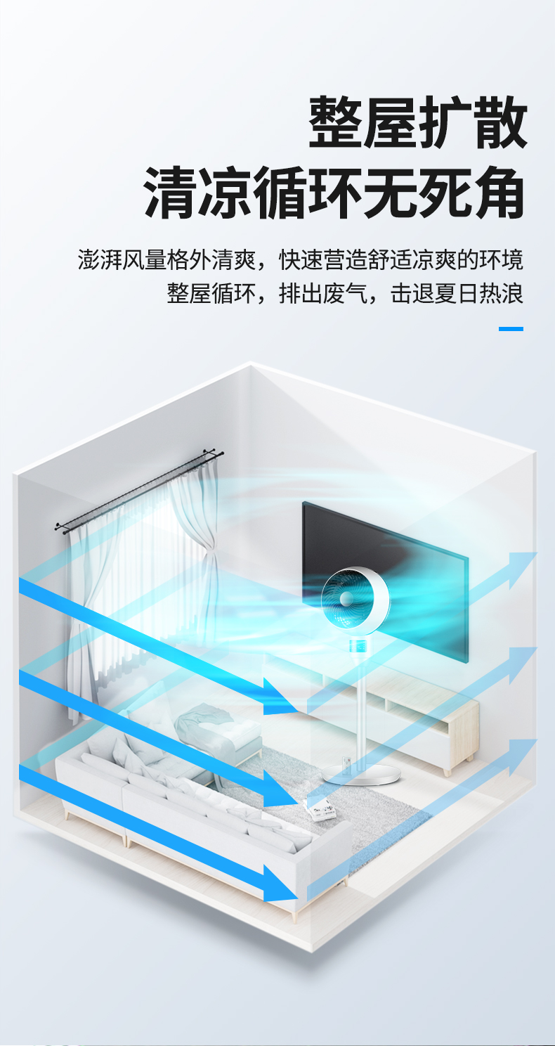 金正 立式空气循环扇 9米远距送风 久吹不头疼 图10
