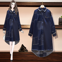 Pregnancy Woman Dress Autumn Winter Fashion Pure Color Denim Wind Clothes Trend Han Edition Casual 100 Hitch Long Coat Personality Wave Spicy Mother