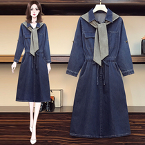 Gestational Woman Dress 2021 Spring Summer New Fashion Boomers Slim Design Mid-Length Denim Dress Cape With Two Sets of Dress Cape