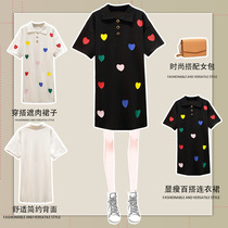 Maternity dress 2020 summer new loose comfortable casual cover belly hide meat Western style knitted love dress