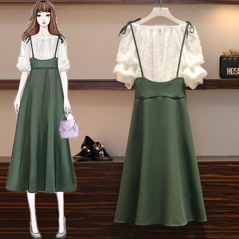 Net red maternity dress 2021 new summer dress western style fashion trendy hot mom slimming baby bag skirt two-piece suit