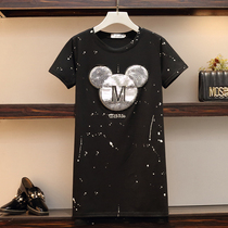 Maternity summer dress 2020 new Western style short-sleeved Mickey summer skirt medium-long trendy hot mom personality