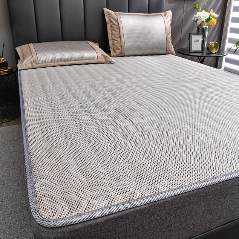 Double sided customizable ice silk cool mat Three sets Thickened Grass Mat Summer Air Conditioning Multifunction Mattress Mat Winter Summer Dual-use