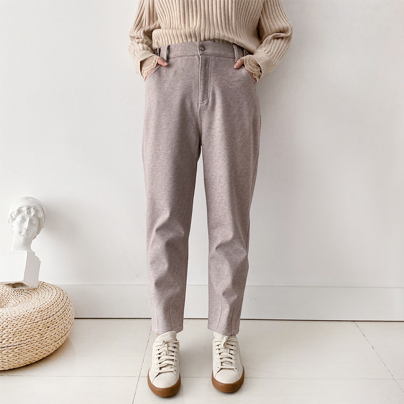 Large size suit pants women's 2021 autumn loose straight pants High waist thickened thin hair pants Fat mm pants