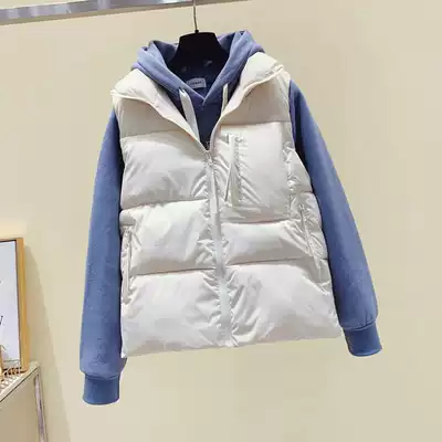 Spring and Autumn Down Cotton Vest Women 2020 New Korean Autumn Winter Canter Shoulder Short Style Outside Wear Pinch Vest Jacket Fashion