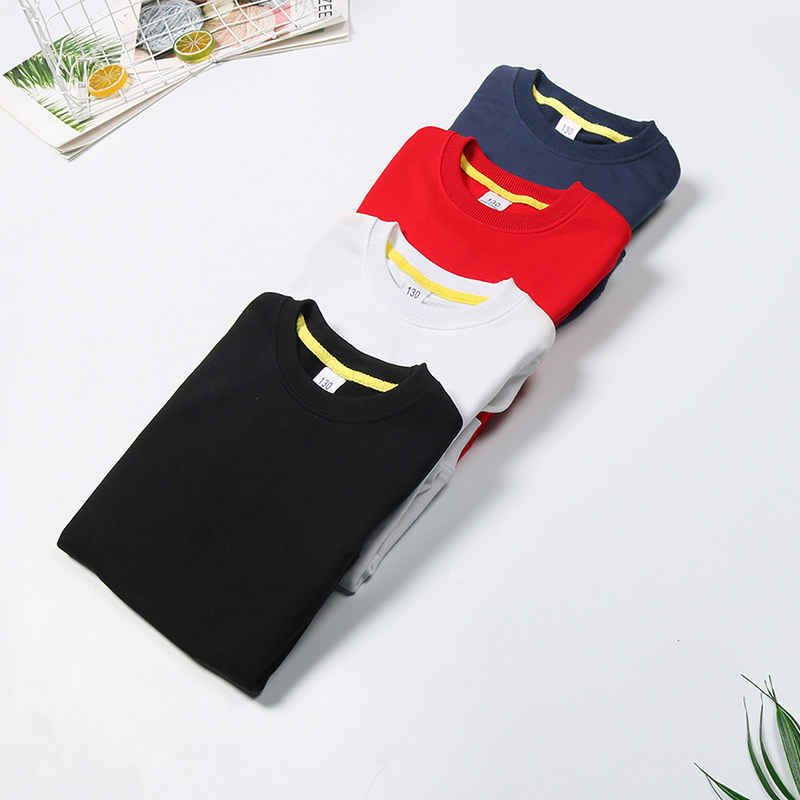 Children's pure white dress sweater boy hits blue and black in big girl girl spring and autumn coat