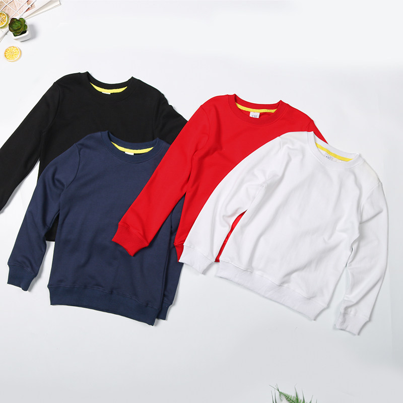 Children's Red Thick Cotton T Crewneck Turtleneck Boy White Black Backing Shirt for Children and Girls Spring Jacket Parent-Child Dress