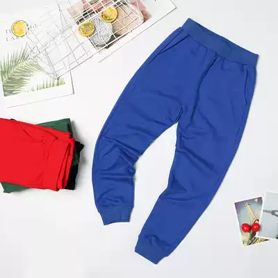 Children's royal blue sports pants Primary school school uniform trousers red boys and girls blue sweatpants spring and autumn thin section
