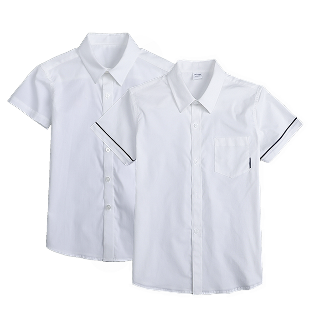 Boys white short sleeve summer thin cotton shirt