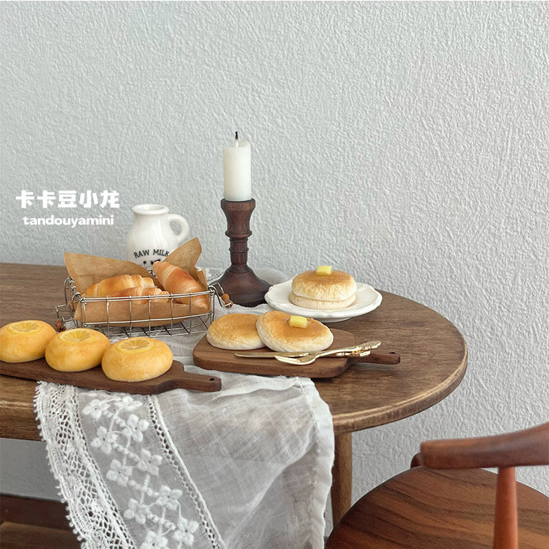 bjd场景道具娃屋 卡卡豆小龙微缩食玩迷你面包舒芙蕾模型6分bjd blythe娃娃屋摆件