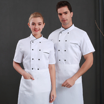 Customized chefs clothing spring and summer short sleeve womens barbecue restaurant rear kitchen canteen dining overalls printed chefs clothing