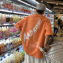 Cotton short-sleeved T-shirt mens summer Tide brand Joker five-point half-sleeve ins trend Harajuku harbor style large size loose clothes