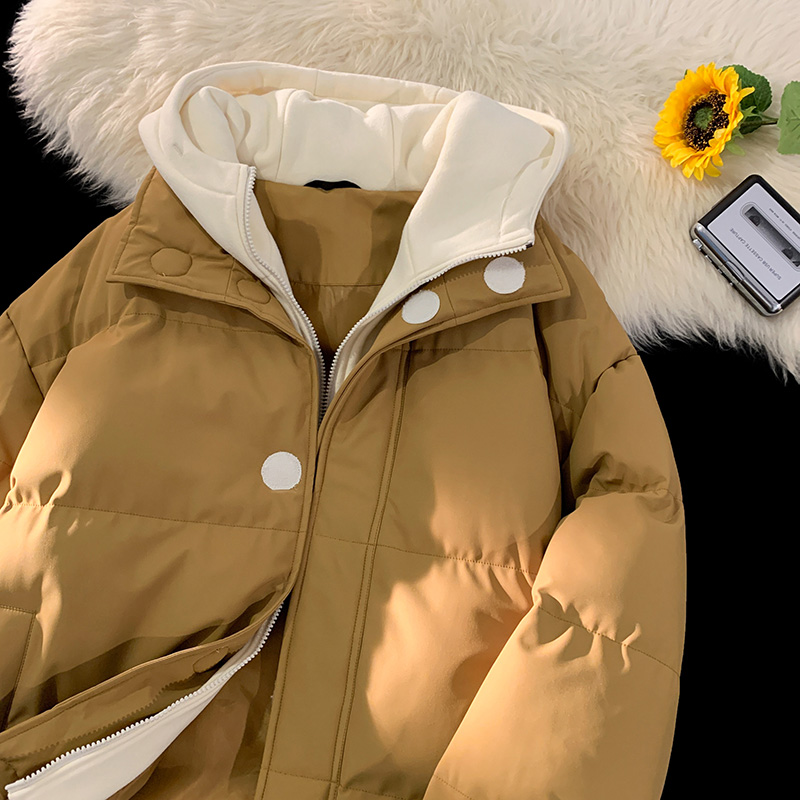 Fake two down cotton clothes Men's winter Chauffling ruffes Superior Fried Street Superior Oversize Cotton Clothing American Padded Jacket-Taobao