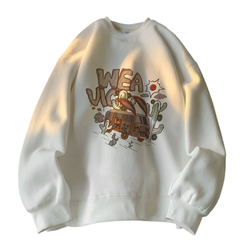 Ретро мультяшная осенняя толстовка, весенняя куртка, в американском стиле, круглый воротник, изысканный стиль