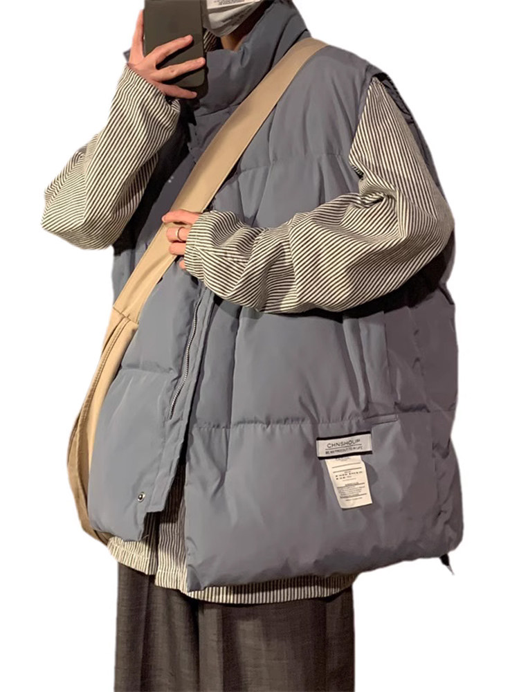 OVERSIZE COTTON VEST MENS WINTER THICKENED WARM COTTON JACKET VEST AMERICAN SHOULDER HORSE CLIP TIDE BRAND