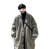 Демисезонное длинное шерстяное пальто для мальчиков, куртка, плащ, в корейском стиле