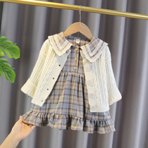 Female Baby Foreign Air Dress Suit Spring Autumn Clothing 2020 New Children Long Sleeve Cardiovert Children Han Edition Girl Tide
