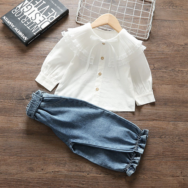 Child Clothing Girl Suit 2021 Spring Autumn New 4-and-a-half 3 female Baby Yoon sending two sets of Korean version of online red jeans