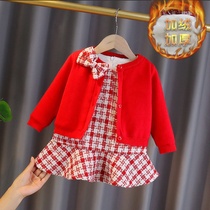 Girl Suit Skirt Foreign Air Baby Chic Dress 1 Year Half 2 Women Baby 0 Autumn Winter 3 Han version Two sets