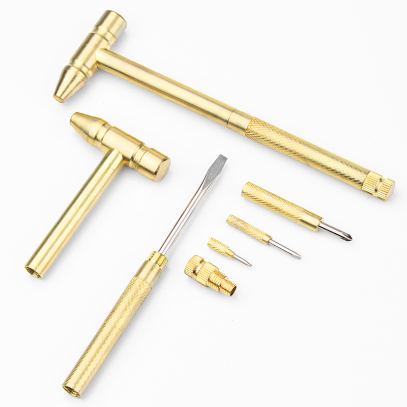 Mini multifunctional small hammer household small hammer five-in-one copper plated hammer with small screwdriver hammer