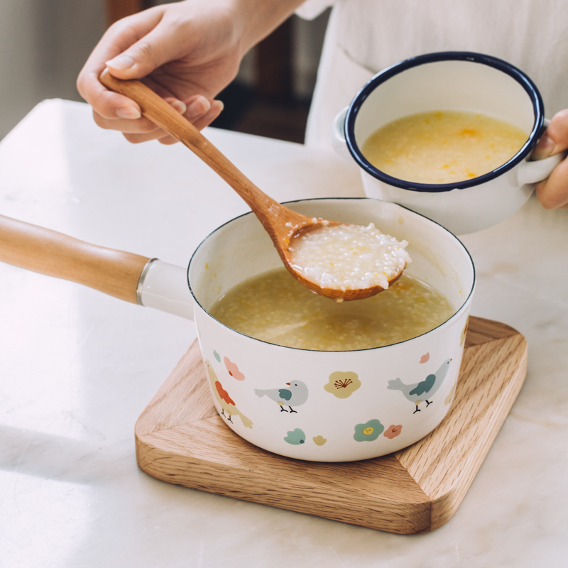 Tree can small forest milk pan home enamel baby deputy food pan baby hot milk pan small cooking pot induction cooker universal