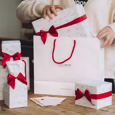 Shuke white gift bag Small fresh tote bag Birthday gift bag Creative New Year tote bag Shopping eco-friendly bag